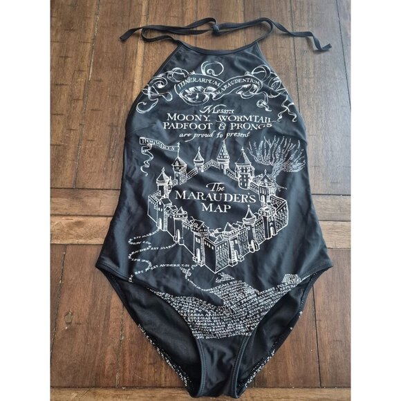 Harry Potter Marauders Map One-Piece Swimsuit Medium - Picture 1 of 6